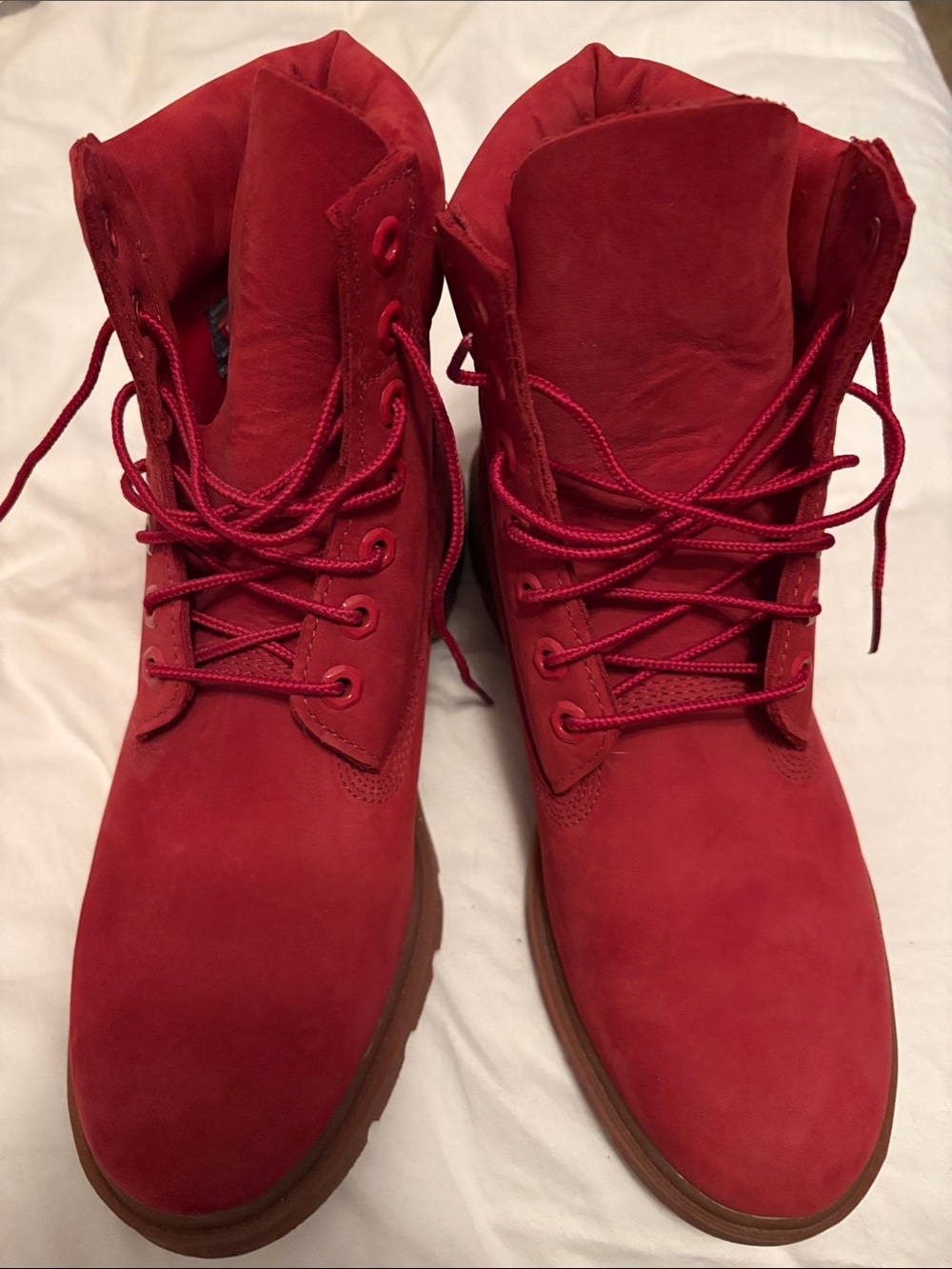 Timberland Unisex Red Lace-Up Nubuck Boots
Women’s 10, Men’s 8